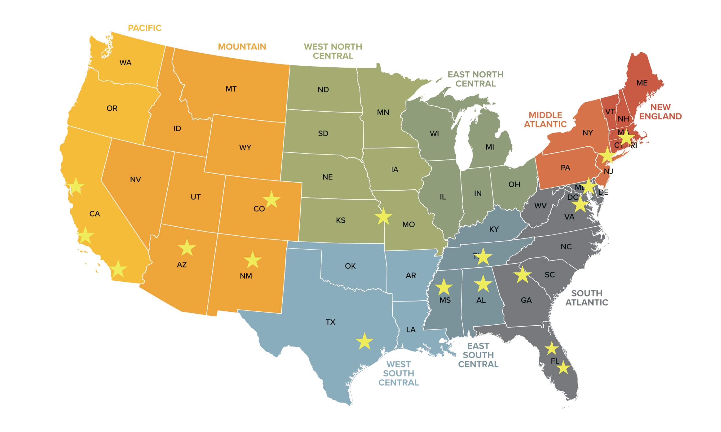 Ellis Space Solutions coverage map across key North American regions